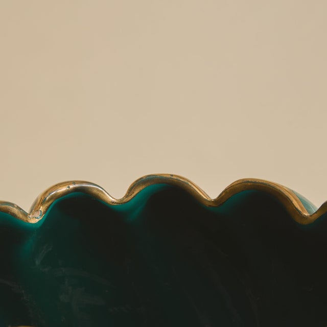 Italian Green Ceramic Swirl Vase, 1950s For Sale - Image 4 of 8