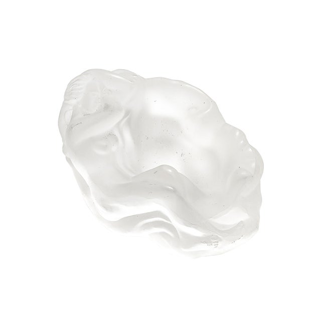 Off-white MidCentury Frosted Glass Sleeping Beauty Sculptural Nude Dish Signed R Lalique For Sale - Image 8 of 18