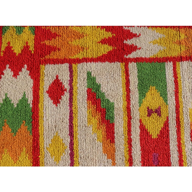 Vintage Moroccan Rug With All-Over Tribal Motif Design in Red, Green & Yellow 5'10 X 8'11 For Sale - Image 9 of 12