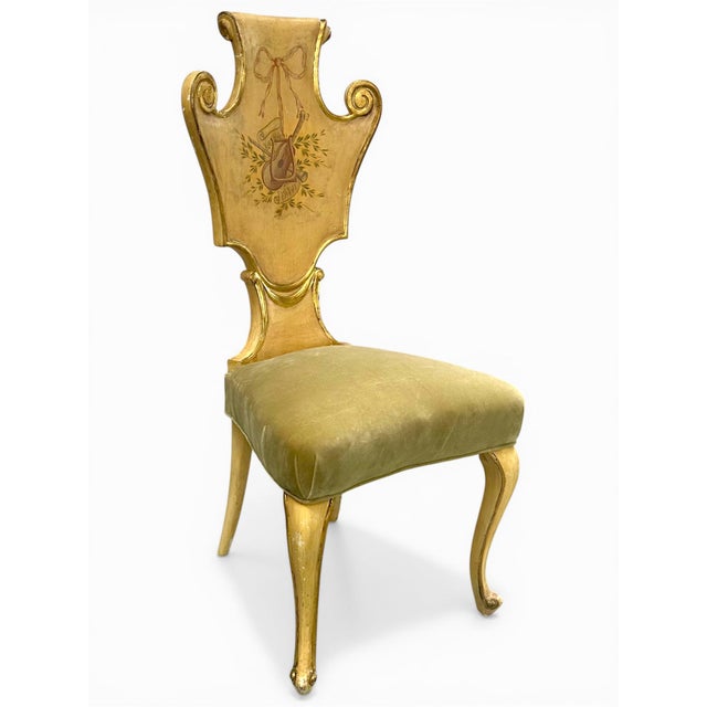 19th Century Venetian Rococo Style Painted and Gilded Side Chair For Sale - Image 5 of 15