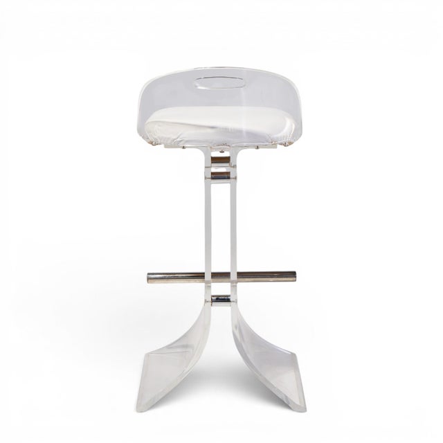 Charles Hollis Jones for Hill Manufacturing Mid Century Lucite Barstools - Set of 3 For Sale - Image 9 of 12