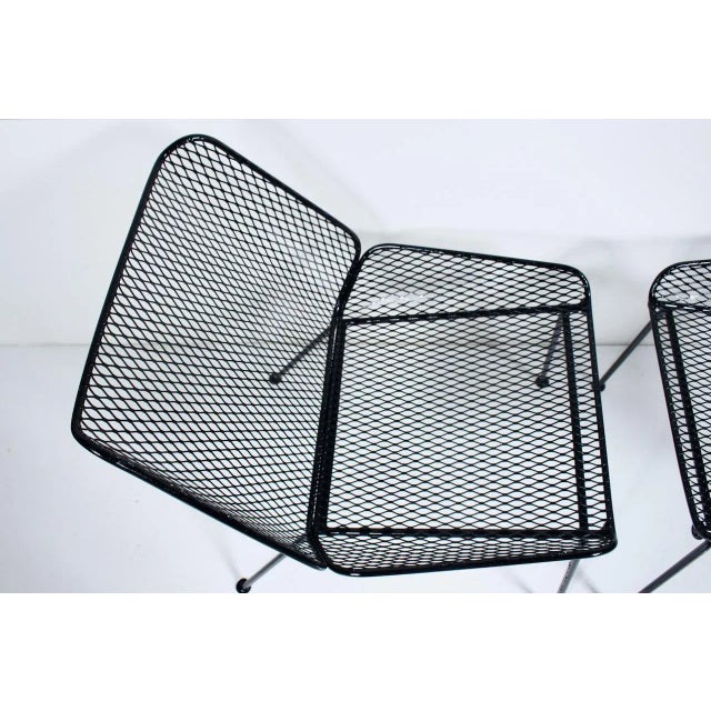 1950s Tempestini Style Black Wrought Iron & Expanded Wire Lounge Chairs - A Pair For Sale - Image 12 of 12