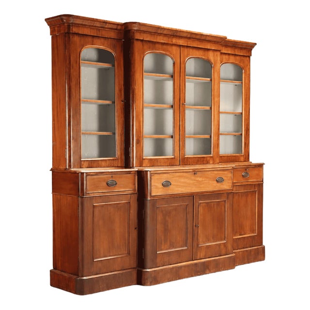 Mahogany Three-Section Bookcase with Top For Sale