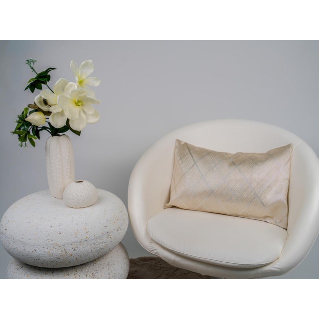 The Champagne Hishi Lattice Cushion by Renaras For Sale - Image 4 of 5