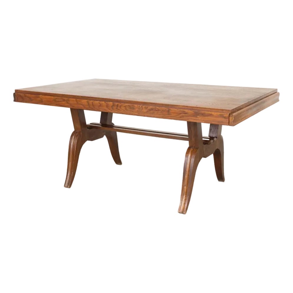 1940s French Sculptural Wood Dining Table | Chairish