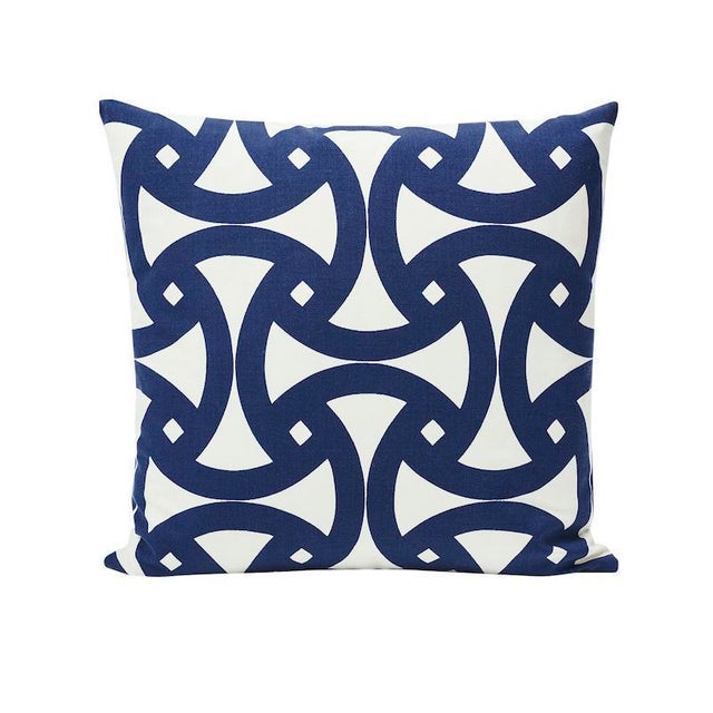 Not Yet Made - Made To Order Schumacher X Trina Turk Santorini Print Indoor & Outdoo 20" Pillow in Marine For Sale - Image 5 of 5