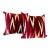 Pair of 22" Custom Schumacher Kashgar Ikat Velvet Pillows, Pattern 176102 in Ruby & Plum For Sale