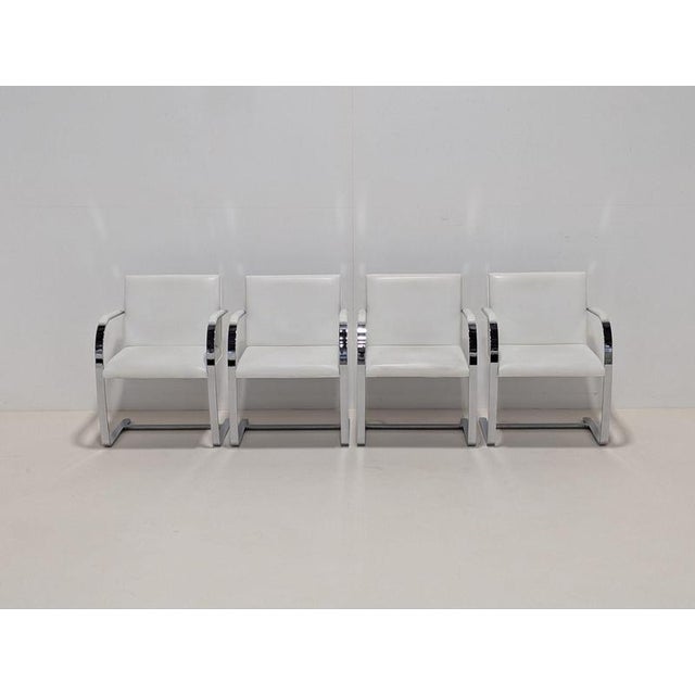 Ludwig Mies van der Rohe BRNO Flat Bar Armchairs by Ludwig Mies van der Rohe for Knoll, Set of 4 For Sale - Image 4 of 13