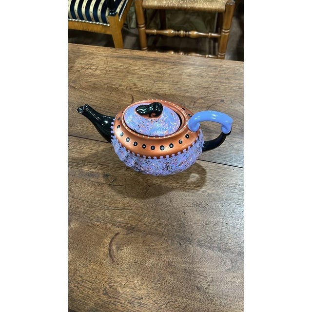 2000 - 2009 Artisan Lavender Speckle Pottery Teapot For Sale - Image 5 of 6