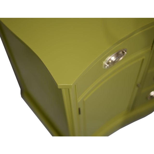 Mid Century Federal Style Serpentine Front Credenza by Bassett Furniture in Green - Newly Painted For Sale - Image 11 of 15