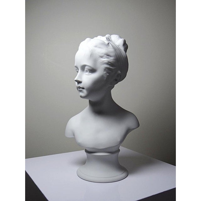 Ceramic Bust of Louise Brongniard After Houdon in White Biscuit Porcelain, 1930s For Sale - Image 7 of 13
