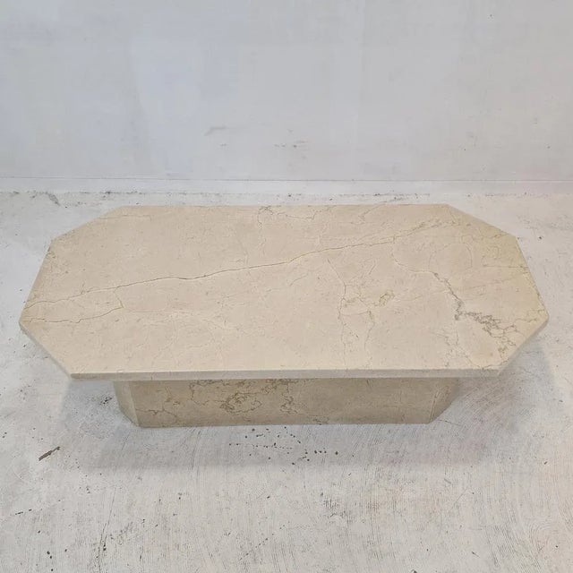 Beige Italian Coffee Table in Travertine, 1980s For Sale - Image 8 of 13