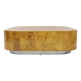 Paul Evans Signed Burl Patchwork Cocktail Table, 48" Square For Sale