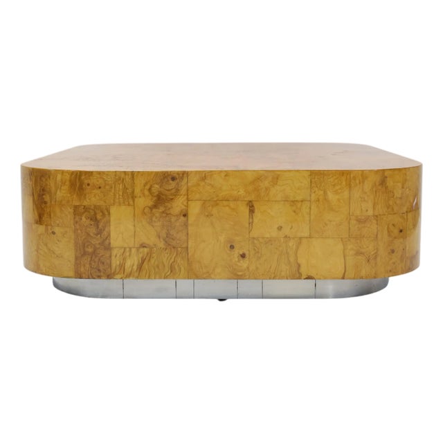 Paul Evans Signed Burl Patchwork Cocktail Table, 48" Square For Sale