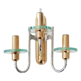 Vintage Wall Light in Brass, Chrome and Glass by Maison Sciolari, 1970s For Sale