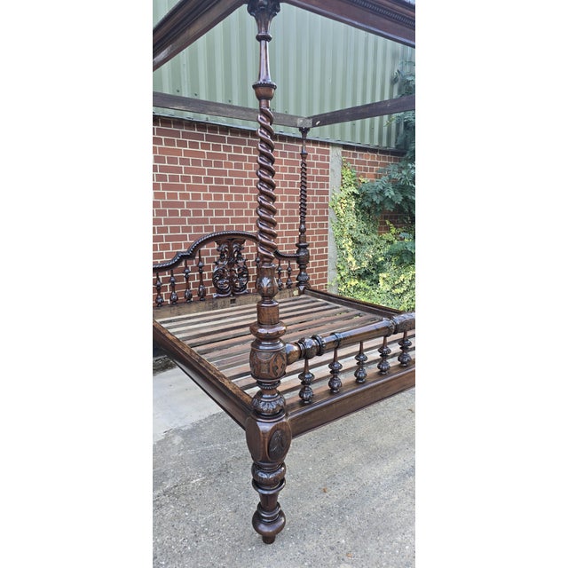 Victorian Anglo-Indian Colonial Raj King Size 4-Poster Bed, 1880s For Sale - Image 17 of 18