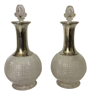 Crystal and Silver Bottles, 1930s, Set of 2