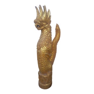 Vintage Thai Gilt Dragon Statue - 60.5”h For Sale
