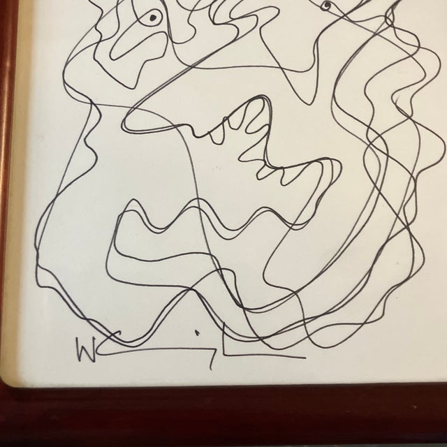 Original 8 x 10 ink drawing on mat board signed bottom left Overall size with tabletop frame is9.5 x 11.5