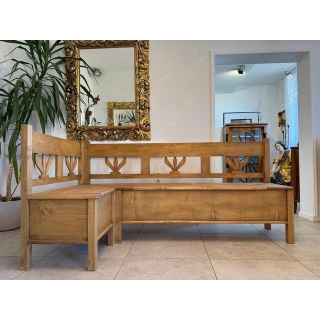 Corner Bench with Storage, Kitchen Bench Dimensions: Left side 100 x Right side 200. For sale is a rustic, waxed corner...