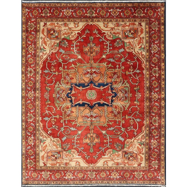 Serapi-Heriz Design Rug With Geometric Medallion in Jewel Colors For Sale - Image 13 of 13