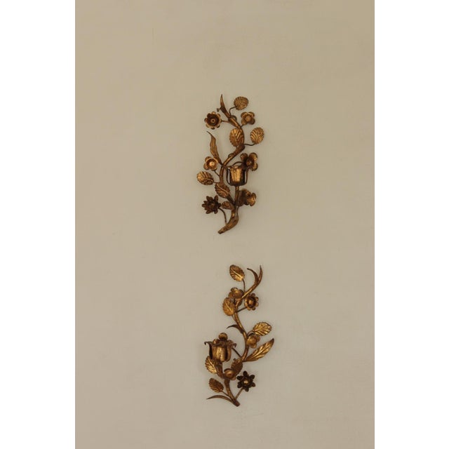 Mid-Century Italian Gilded Metal Sconces, Set of 2 For Sale - Image 10 of 17