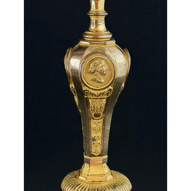 Traditional French Empire Ormolu Candlestick with Classical Portrait Medallions For Sale - Image 3 of 10