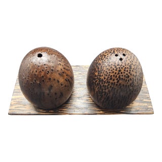 1990s Wooden Salt & Pepper Egg Shape Made of Kithul/Black Palm Wood For Sale