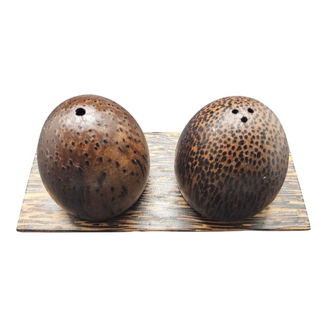 1990s Wooden Salt & Pepper Egg Shape Made of Kithul/Black Palm Wood For Sale
