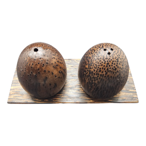 1990s Wooden Salt & Pepper Egg Shape Made of Kithul/Black Palm Wood