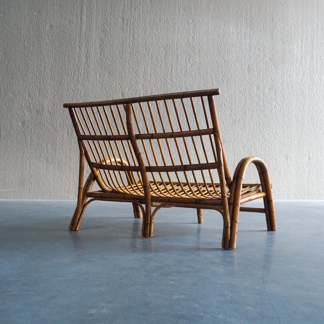 Mid-Century Rattan and Bamboo Two-Seater Lounge Sofa, 1970s For Sale - Image 12 of 18