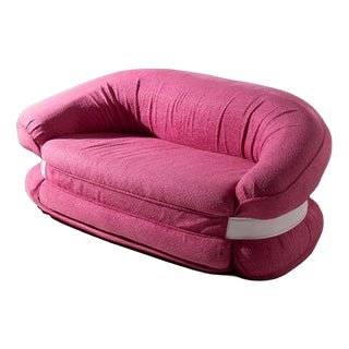 Italian Sofa in Pink Bouclé from Adriano Piazzesi, 1970s For Sale