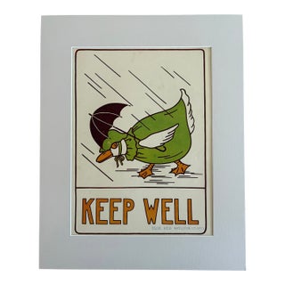 Original Vintage 1930s Art Deco Character Culture Poster, "Keep Well" in 16x20 Mat For Sale