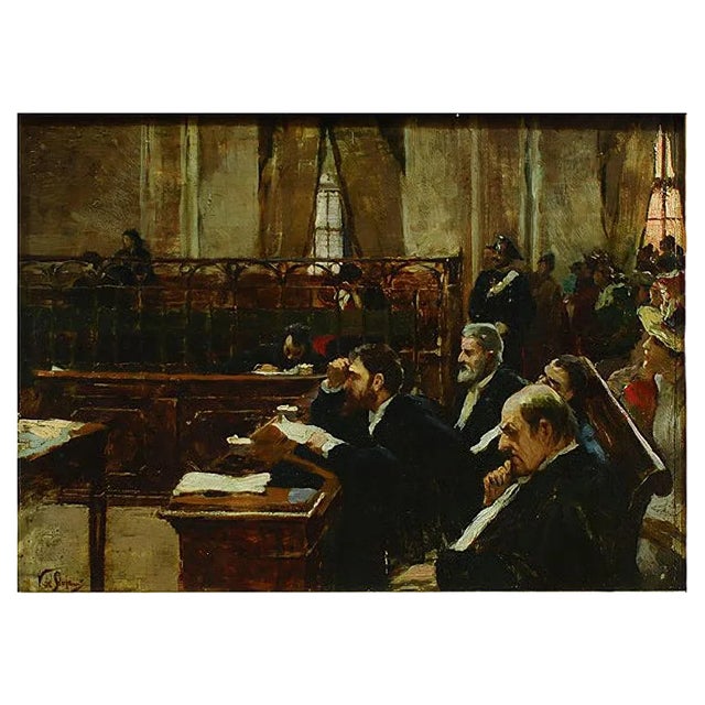 L'Aula del Tribunale - Original Oil on Canvas by Vincenzo dé Stefani - 1891 1891 For Sale