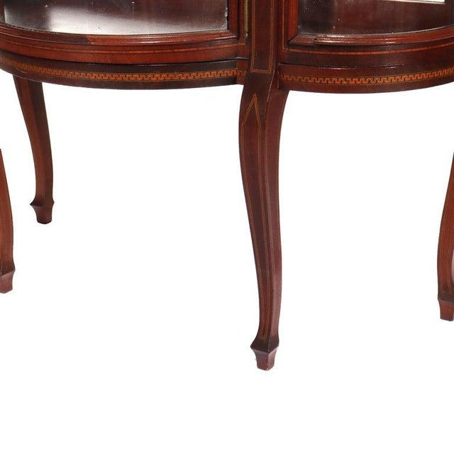 R. J. Horner & Co. Antique Rj Horner Inlaid Mahogany & Marquetry Vitrine, Attributed For Sale - Image 4 of 10