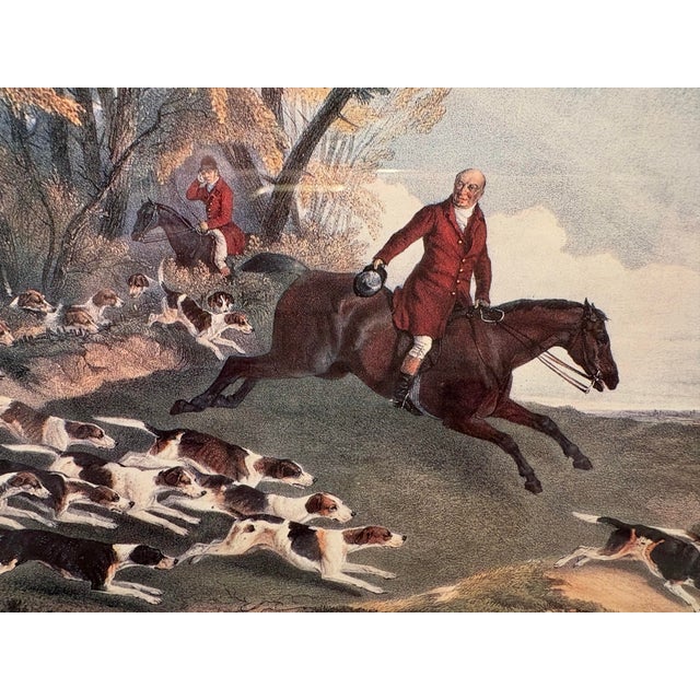Bald Equestrian Riders! Pair of Vintage R. B. Davis Framed Fox Hunt Prints – Gold‑Edged Mats - Ralph Lauren Style, Traditional & English Country For Sale - Image 9 of 12