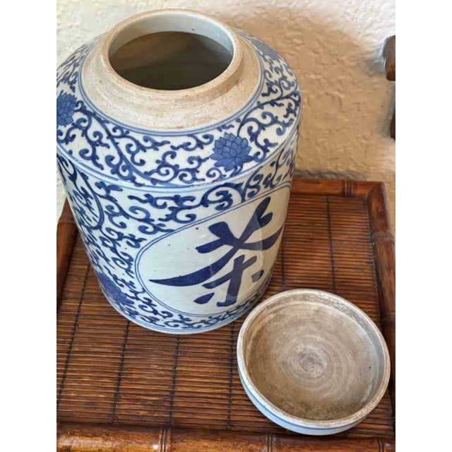 Blue Chinese Export Porcelain Tea Caddy Jar For Sale - Image 8 of 12