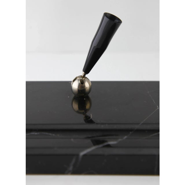 Art Deco Belgium black marble desk set This 3-piece desk consists of an inkwell (with the original brass insert) Penn...