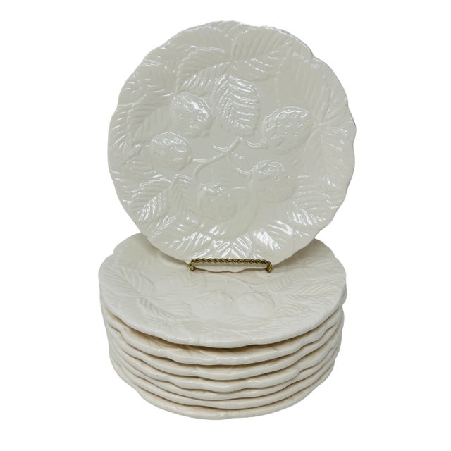 Vintage Ceramic Peach, Strawberry, Pear, and Plum Leaf Plates Made in Japan a Set of 6. Stamped Japan on the bottom. Qty 2...