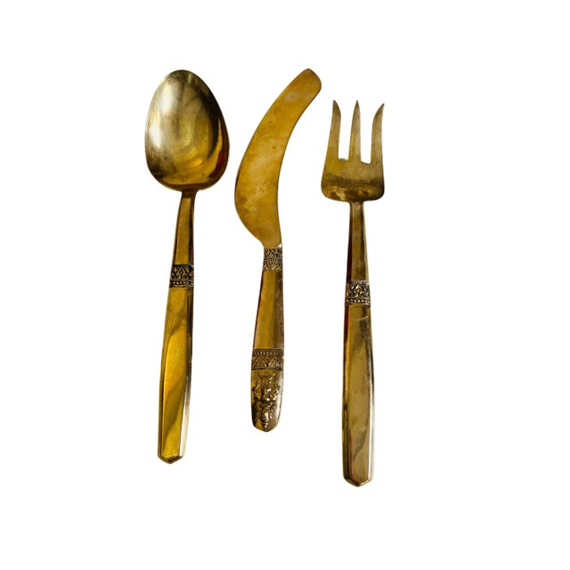 1960s Thai Brass Dessert Flatware Set in Box 20 Pieces Chairish