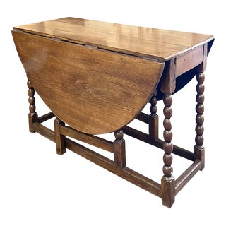 Antique English Barely Twist Gate Leg Table For Sale
