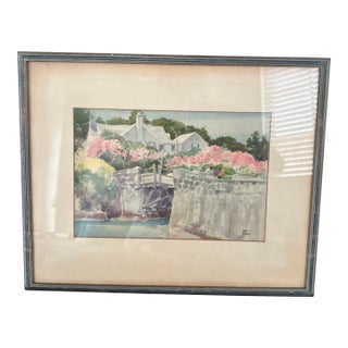 Vintage Signed Watercolor Painting For Sale