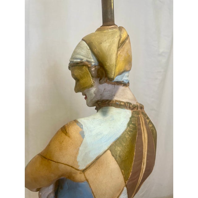 Textile Mid 20th Century Marbro Harlequin Figural Table Lamp – Restored & Rewired For Sale - Image 7 of 17