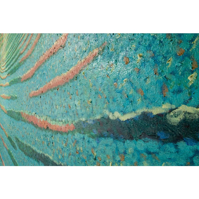 Abstract Expressionism 1989 "Deep Waters Run Still" Pointillist Landscape Oil Painting by Chester Overlock For Sale - Image 3 of 10