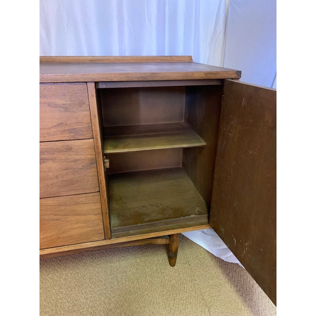 Vintage Broyhill Sculptra Credenza | 3 Drawers | 2 Cabinets | Partially Refinished For Sale - Image 9 of 12