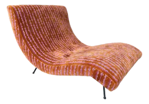 Adrian Pearsall for Craft Associates Iron Base Wave Chaise in Elitis Fabric Fully Restored