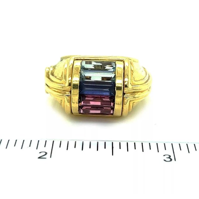Metal Nouvelle Bague Multicolor Gems 18k Yellow Gold Ring, Size 7 For Sale - Image 7 of 7