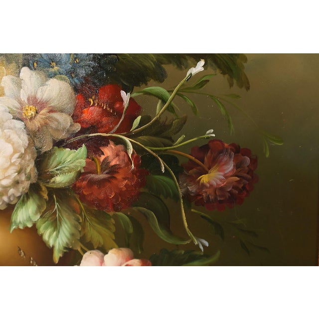 Oil Painting Botanical Still Life in Carved Wood Gold Leaf Frame Signed Heather For Sale - Image 14 of 18