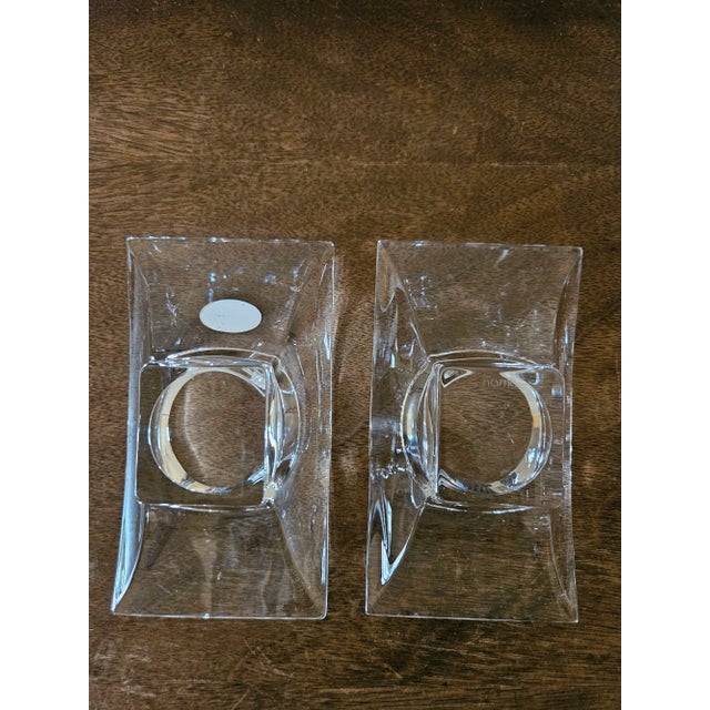 Late 20th Century Pair of Nambe Crystal Planar Votive Candle Holders For Sale - Image 10 of 12