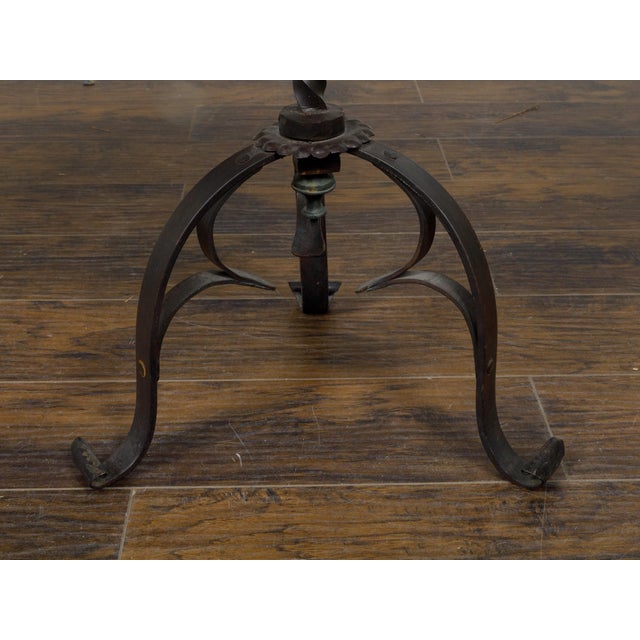 Black Pair of Midcentury French Guéridon Tables with Zebra Hide and Iron Tripod Bases For Sale - Image 8 of 11